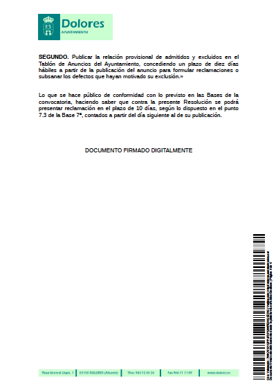 Listado Provisional de Admitidos y Excluidos Bolsa Empleo de EMPLEO DE TÉCINCA::OS ESCUELA INFANTIL MUNICIPAL 4