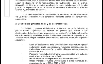 Becas de Formación para el área de Turismo-Bases