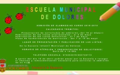 ADMISIÓN ESCUELA MUNICIPAL DOLORES-CURSO 2018-19
