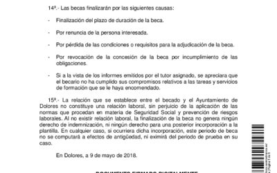 ANUNCIO DE LA CONVOCATORIA DE UNA BECA DE FORMACIÓN EN CONTROL INTERNO DE LA GESTIÓN ECONÓMICO-FINANCIERA DE LAS ENTIDADES LOCALES, CON DESTINO AL DEPARTAMENTO DE INTERVENCIÓN DEL AYUNTAMIENTO DE DOLORES