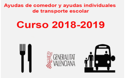 Convocatoria de ayudas de comedor y transporte escolar Curso 2018/19