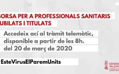 La Conselleria de Sanitat convoca una bolsa de trabajo para profesionales sanitarios