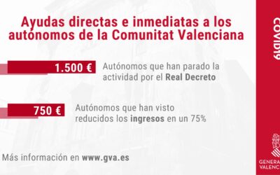 La Generalitat Valenciana anuncia ayudas directas e inmediatas para los autónomos de la Comunitat Valenciana de hasta 1.500 € ante la crisis del Coronavirus