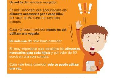 La Conselleria d´educació informa que sólo se puede utilizar una vez el vale procedente de la beca comedor