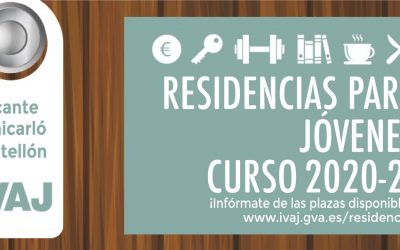 Convocatoria de plazas en residencias juveniles para el curso 2020/2021