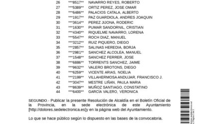 ANUNCIO CORRECCIÓN ERRORES LISTADO DEFINITIVO DE ADMITIDOS Y EXCLUIDOS DE LA CONVOCATORIA PARA LA SELECCIÓN DE DOS PLAZAS DE AGENTE DE POLICÍA LOCAL VACANTES EN LA PLANTILLA MUNICIPAL