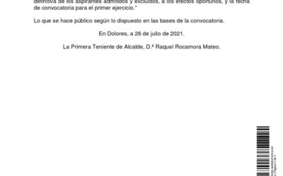 ANUNCIO LISTA DEFINITIVA DE ADMITIDOS Y EXCLUIDOS CONVOCATORIA PARA PROVEER EN PROPIEDAD UNA PLAZA DE PSICÓLOGO/A