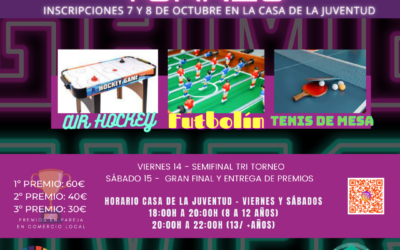 BASES EL CONCURSO “TRI TORNEO FUTBOLIN, AIR HOCKEY Y TENIS DE MESA”